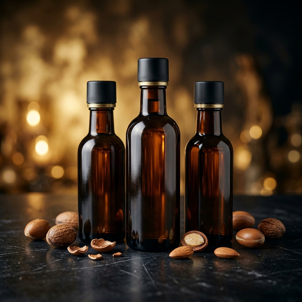 Premium glass bottles of Moroccan bulk argan oil